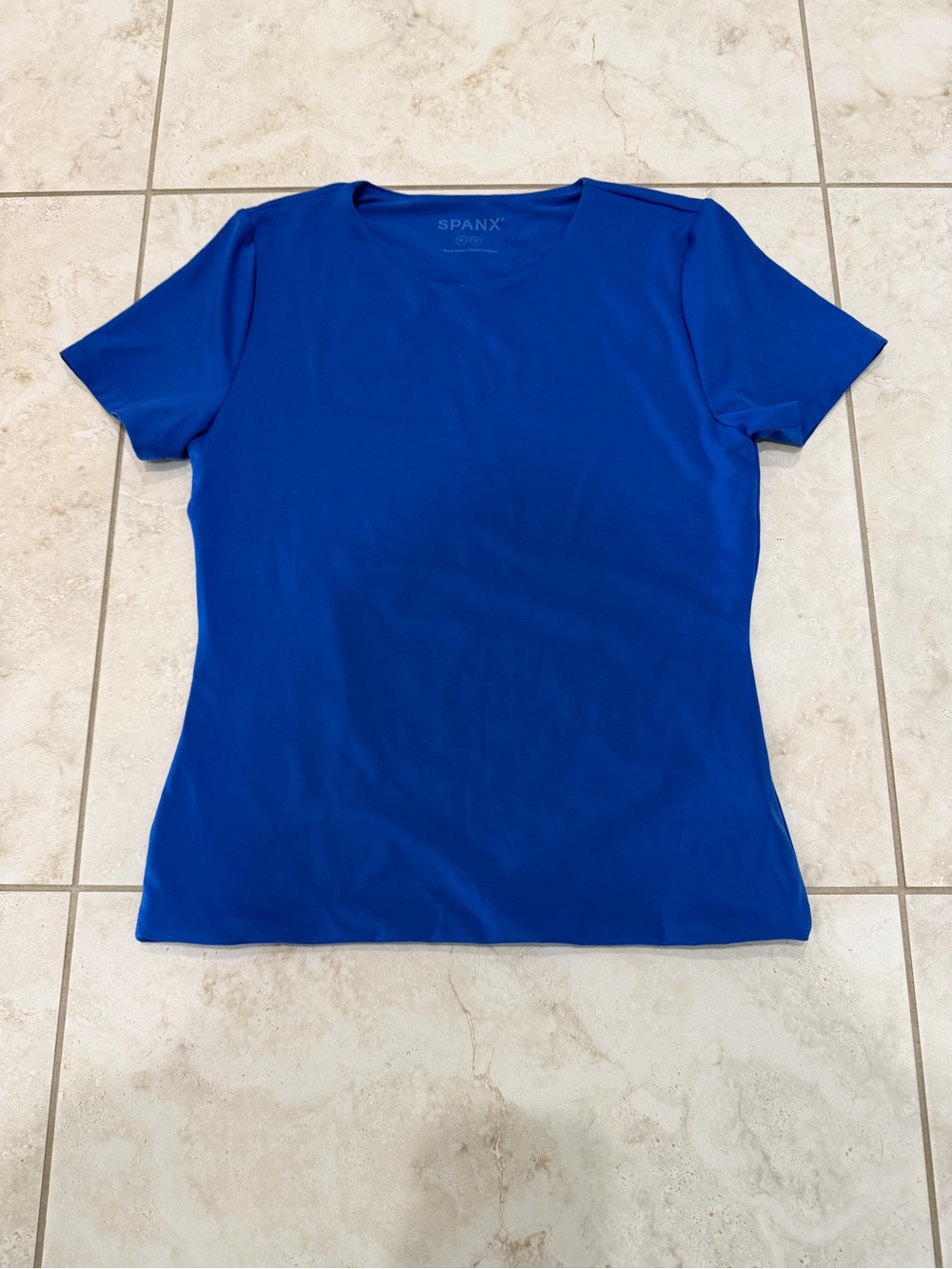 SPANX Short Sleeve Crewneck Tee in Cobalt Blue